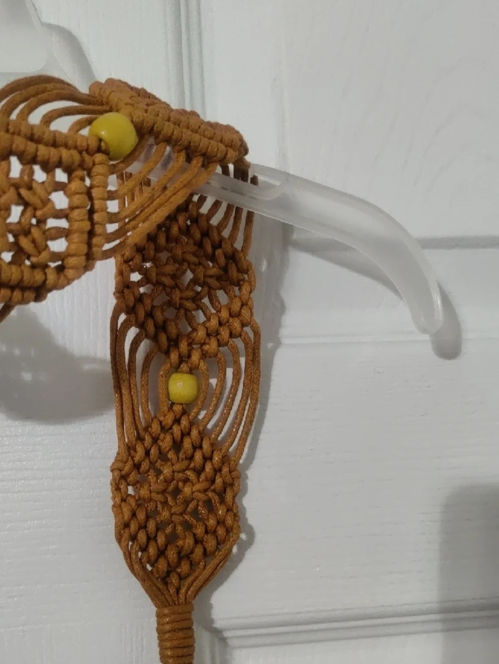 Brown Macramé Tassel Belt • Yellow Bead Accents • Boho Festival Accessory • NWT